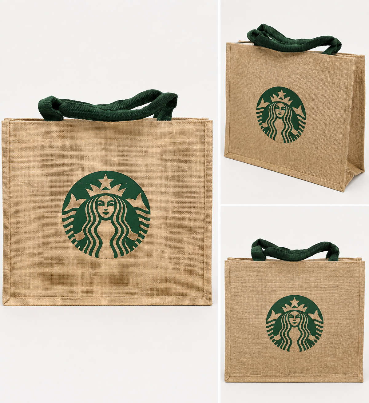 Starbucks Natural Jute Tote Bag – Green Logo
