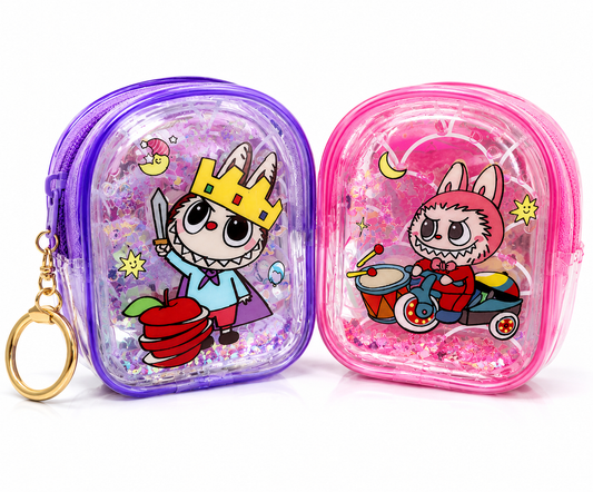 Character Glitter Mini Pouch Keychain – Assorted Colors