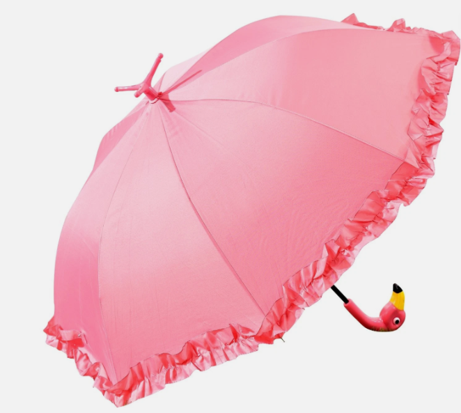 Full-Size Pink Flamingo Parasol Umbrella
