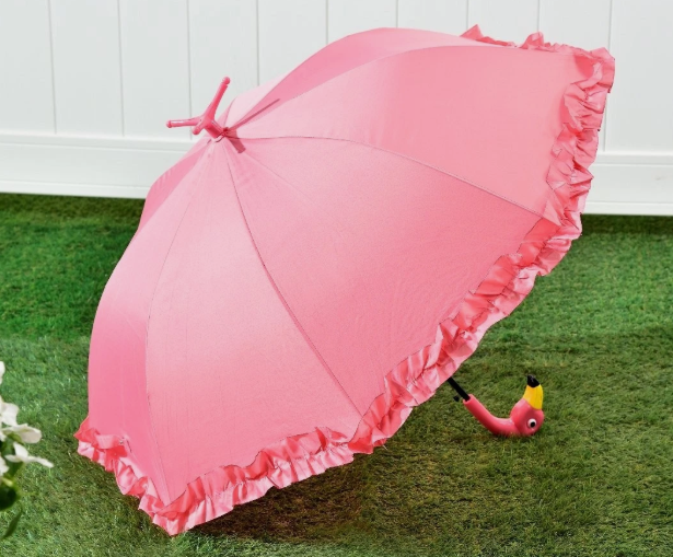 Full-Size Pink Flamingo Parasol Umbrella