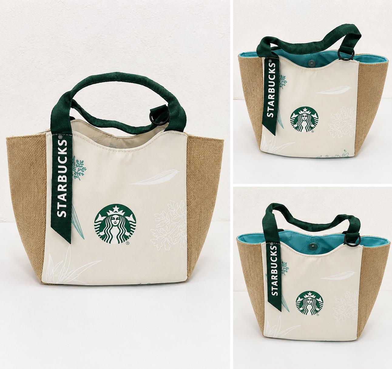 Starbucks Natural Jute Tote Bag – Green Logo