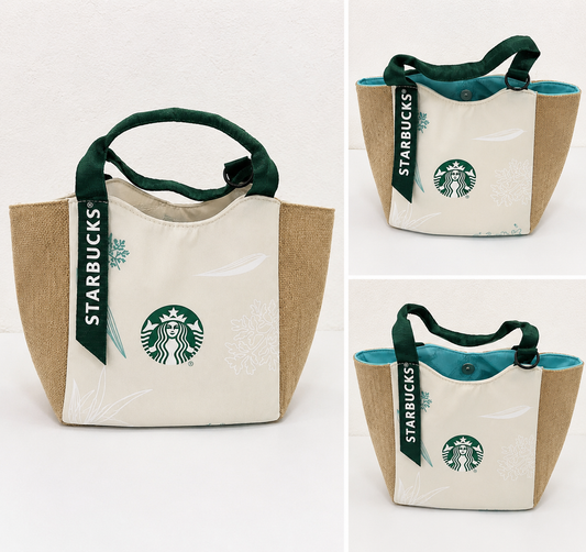 Starbucks Natural Jute Tote Bag – Green Logo
